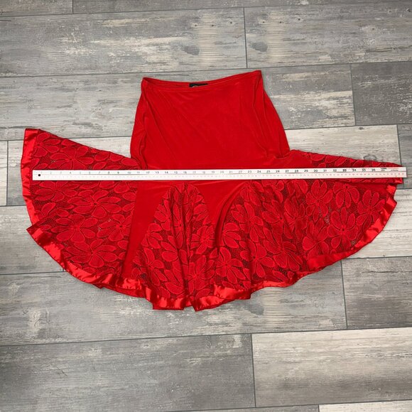 Dance America  Sz M Red Latin/Swing Skirt & Top Lace Insets - Picture 8 of 10